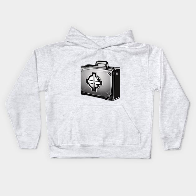 Stylish Monochrome Gamer Briefcase Design No. 791 Kids Hoodie by cornelliusy